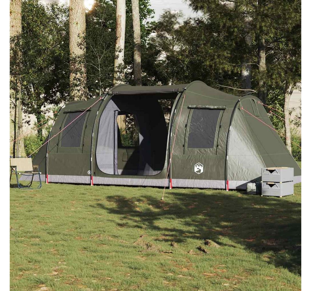 furnicato Faltzelt Tunnelzelt 4 Personen 472x245x192 cm Olivgrün, (1 tlg), Campingzelt mit 2 Schlafkabinen, E-Anschluss und 5 Fenstern Bild 4