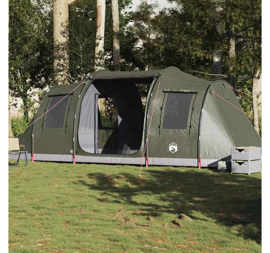 furnicato Faltzelt Tunnelzelt 4 Personen 472x245x192 cm Olivgrün, (1 tlg), Campingzelt mit 2 Schlafkabinen, E-Anschluss und 5 Fenstern Bild 5
