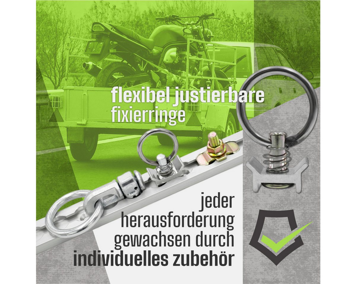 solidpro Spanngurt Airlineschiene 4 1 Meter eckig silber mit 8 Ösen, TÜV zertifiziert (Set, 4-St., mit 8 Zurrösen) Bild 2