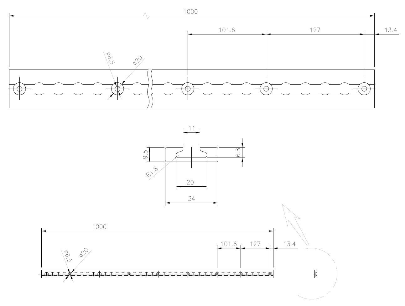 solidpro Spanngurt Airlineschiene 4 1 Meter eckig silber mit 8 Ösen, TÜV zertifiziert (Set, 4-St., mit 8 Zurrösen) Bild 3