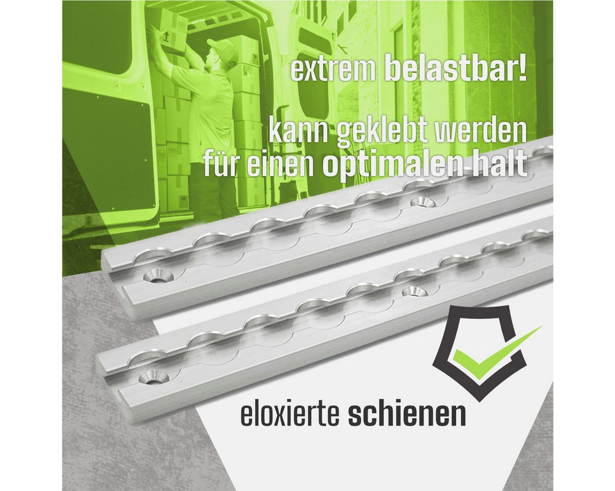 solidpro Spanngurt Airlineschiene 4 1 Meter eckig silber mit 8 Ösen, TÜV zertifiziert (Set, 4-St., mit 8 Zurrösen) Bild 4