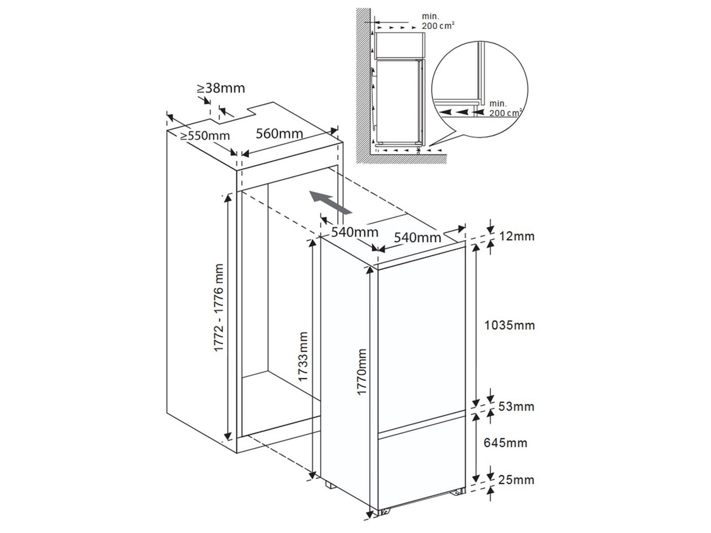Oranier Einbaukühlgefrierkombination EKG900, 0.0 cm hoch, integrierbar Bild 3