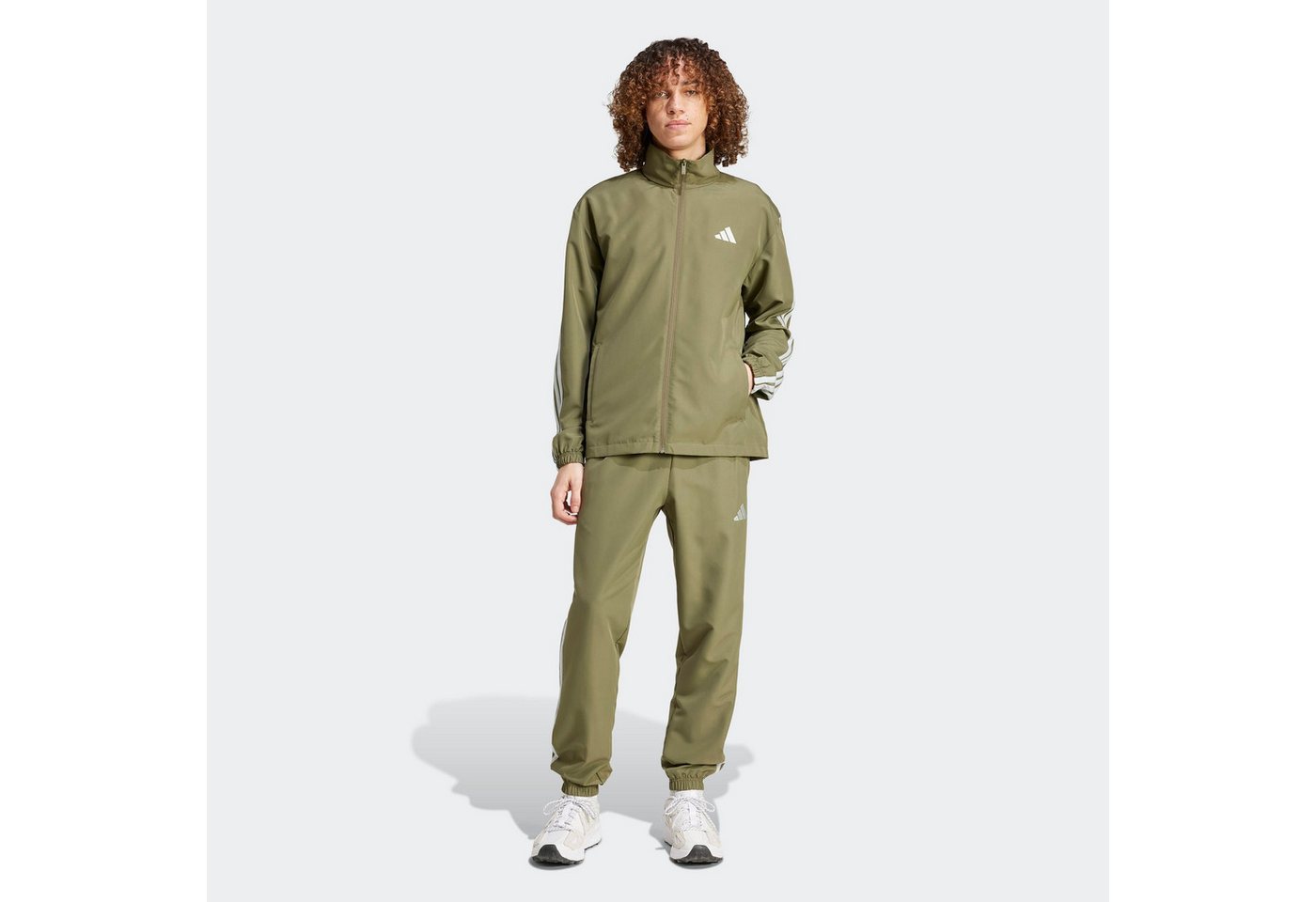 adidas Sportswear Trainingsanzug M 3S WV TT TS (2-tlg), zweiteiliges Set, aus Polyester, mit durchgehendem Reißverschluss Bild 2