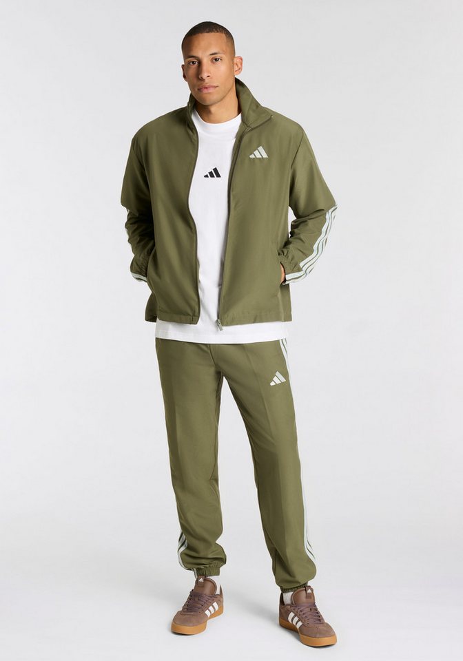 adidas Sportswear Trainingsanzug M 3S WV TT TS (2-tlg), zweiteiliges Set, aus Polyester, mit durchgehendem Reißverschluss Bild 4