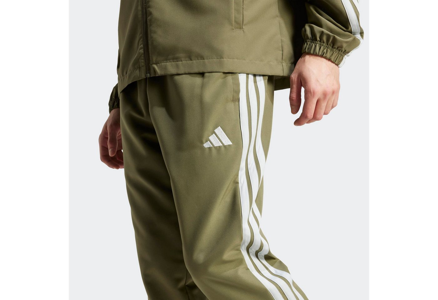 adidas Sportswear Trainingsanzug M 3S WV TT TS (2-tlg), zweiteiliges Set, aus Polyester, mit durchgehendem Reißverschluss Bild 5