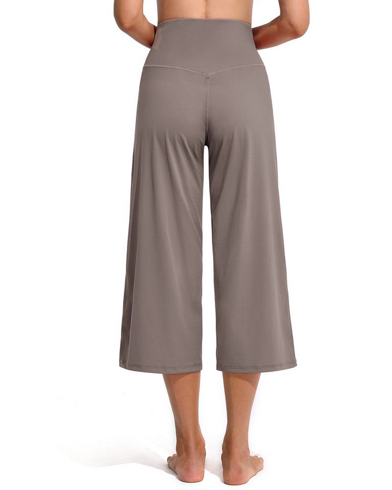 PROMOVER Yogahose Weit geschnittene Yogahosen für Damen, lässige Sommerhosen Knielange Caprihosen, weite Yogahosen mit Taschen