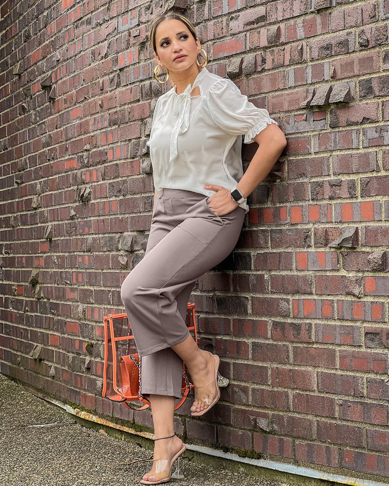 PROMOVER Yogahose Weit geschnittene Yogahosen für Damen, lässige Sommerhosen Knielange Caprihosen, weite Yogahosen mit Taschen Bild 2