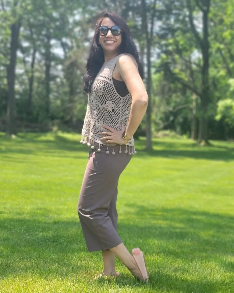 PROMOVER Yogahose Weit geschnittene Yogahosen für Damen, lässige Sommerhosen Knielange Caprihosen, weite Yogahosen mit Taschen Bild 4