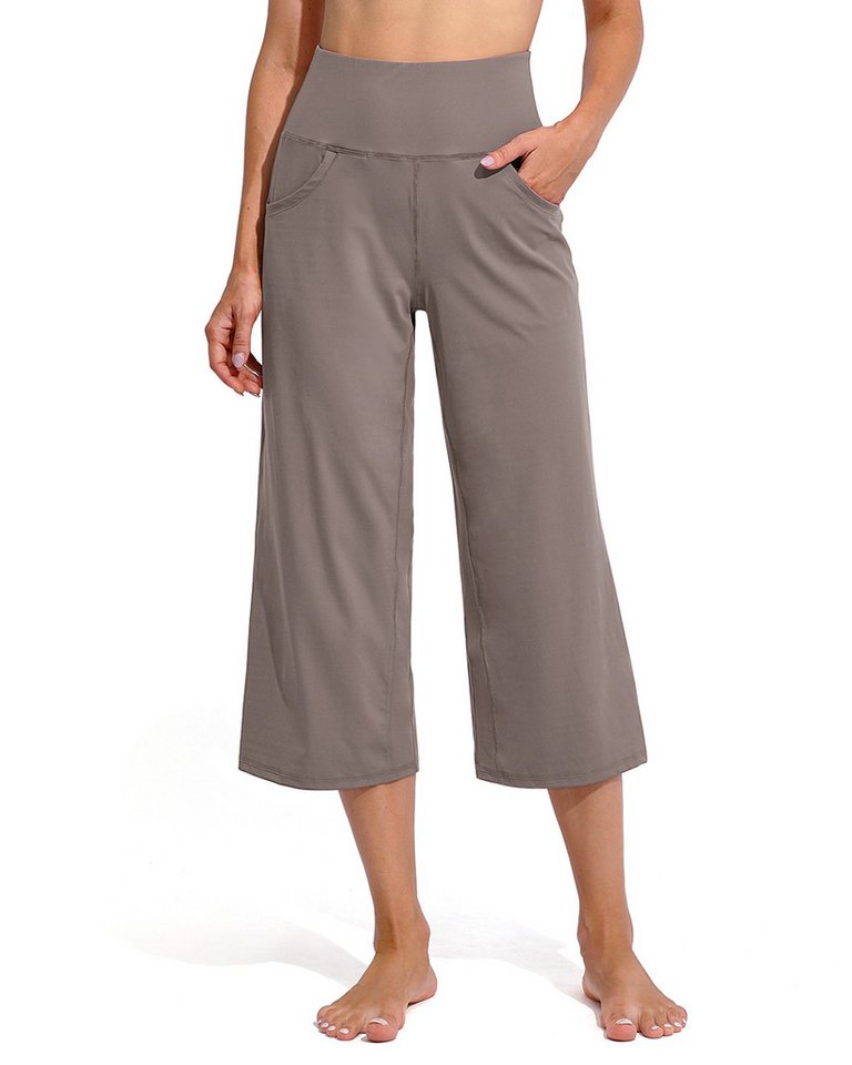 PROMOVER Yogahose Weit geschnittene Yogahosen für Damen, lässige Sommerhosen Knielange Caprihosen, weite Yogahosen mit Taschen Bild 5