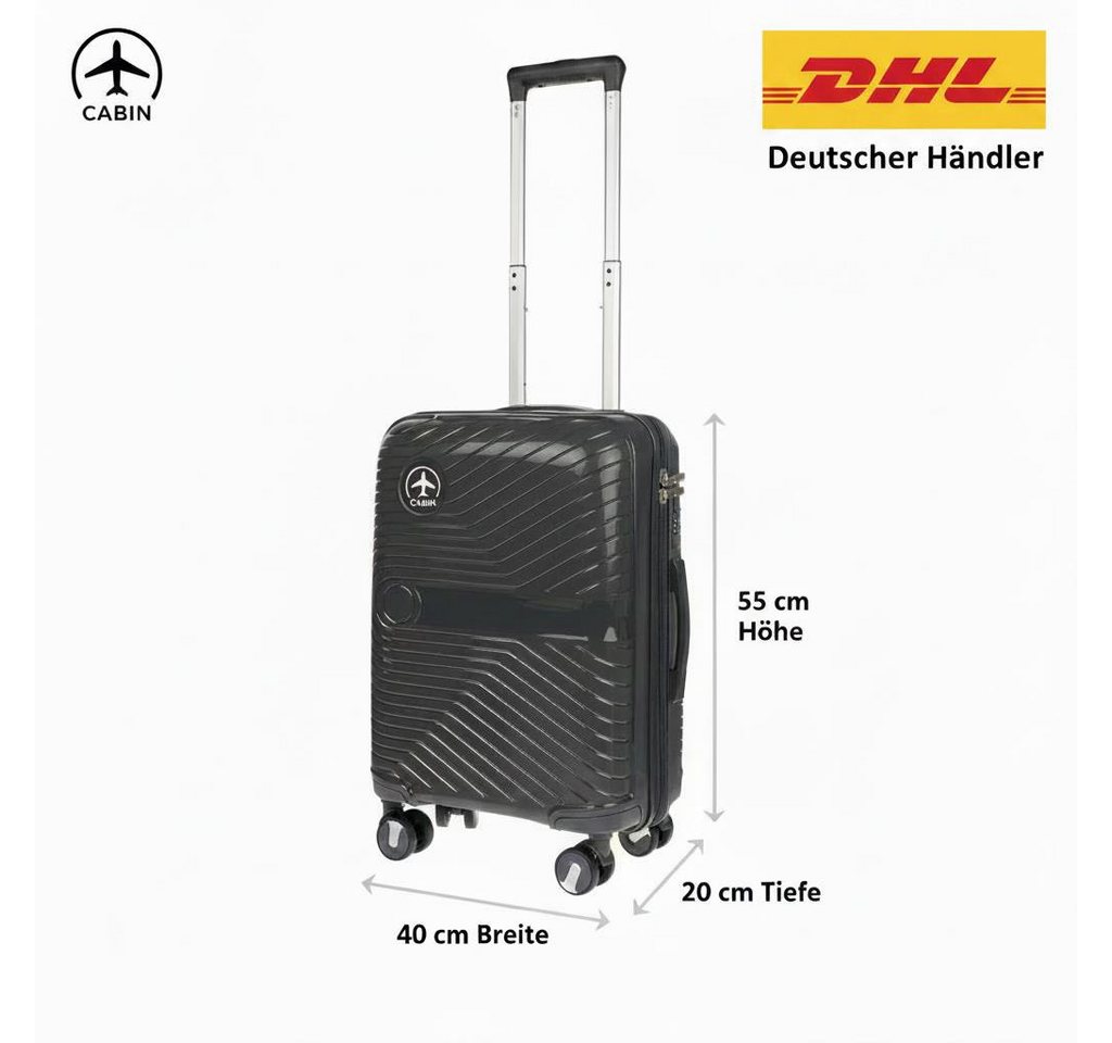 Christian Wippermann Business-Trolley Handgepäckkoffer Handgepäck Koffer 55x40x20, 4 Rollen, Hartschale Bordgepäck Leicht Bild 5