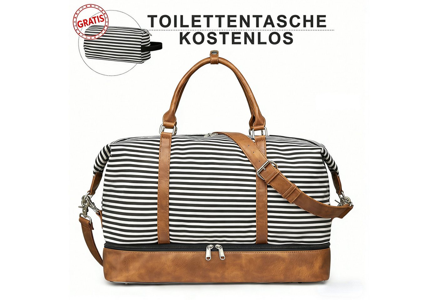 S-ZONE Reisetasche Weekender Reisetasche Tragetasche Freizeittasche Gymbag, Hängekoffer Reisetaschen mit Schuhfach für Damen und Herren Bild 4