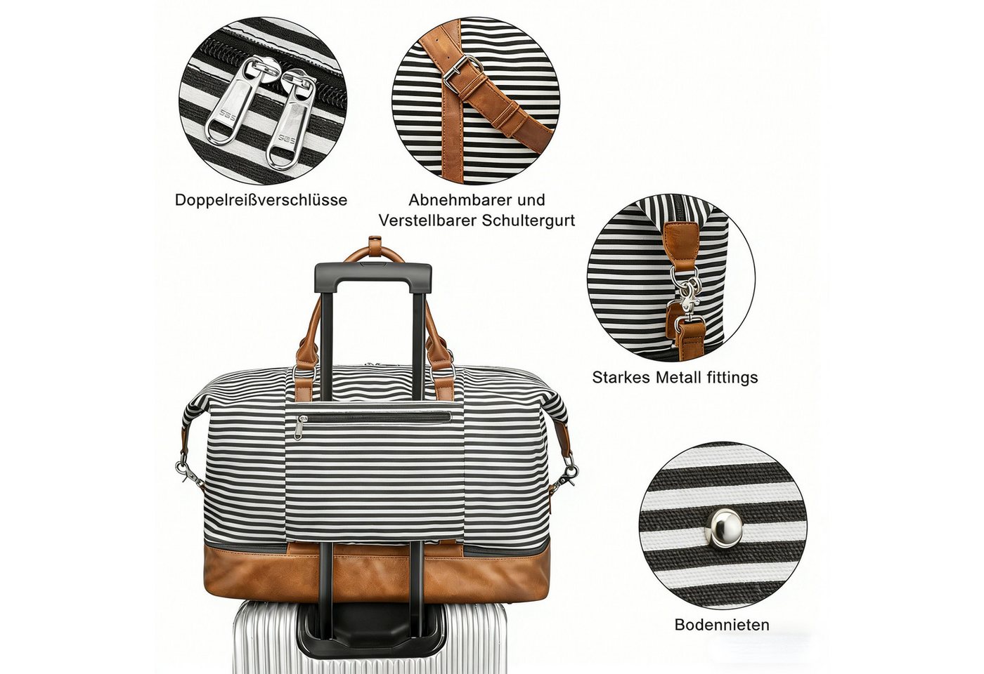 S-ZONE Reisetasche Weekender Reisetasche Tragetasche Freizeittasche Gymbag, Hängekoffer Reisetaschen mit Schuhfach für Damen und Herren Bild 5