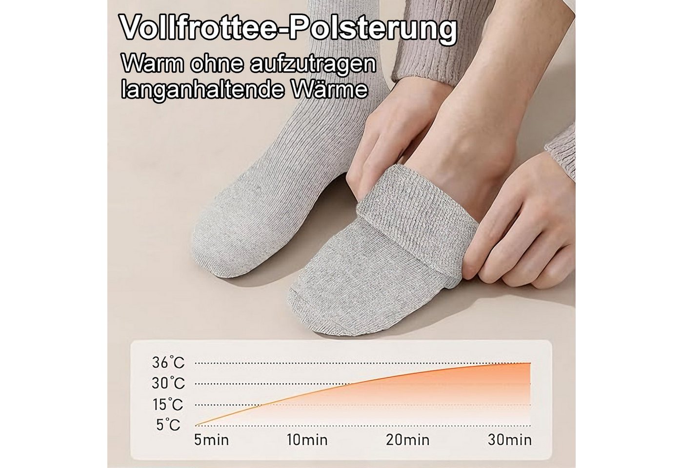 Mutig Thermosocken 6 Paar Thermosocken Herren, Damen Wollsocken, Dicke Warme Wintersocken (Winter Sportsocken, Wandersocken, Frottee Baumwollsocken, Arbeitssocken für Herren und Damen) Lange Strümpfe für Wandern, Zuhause, Freizeit, Skifahren Bild 3