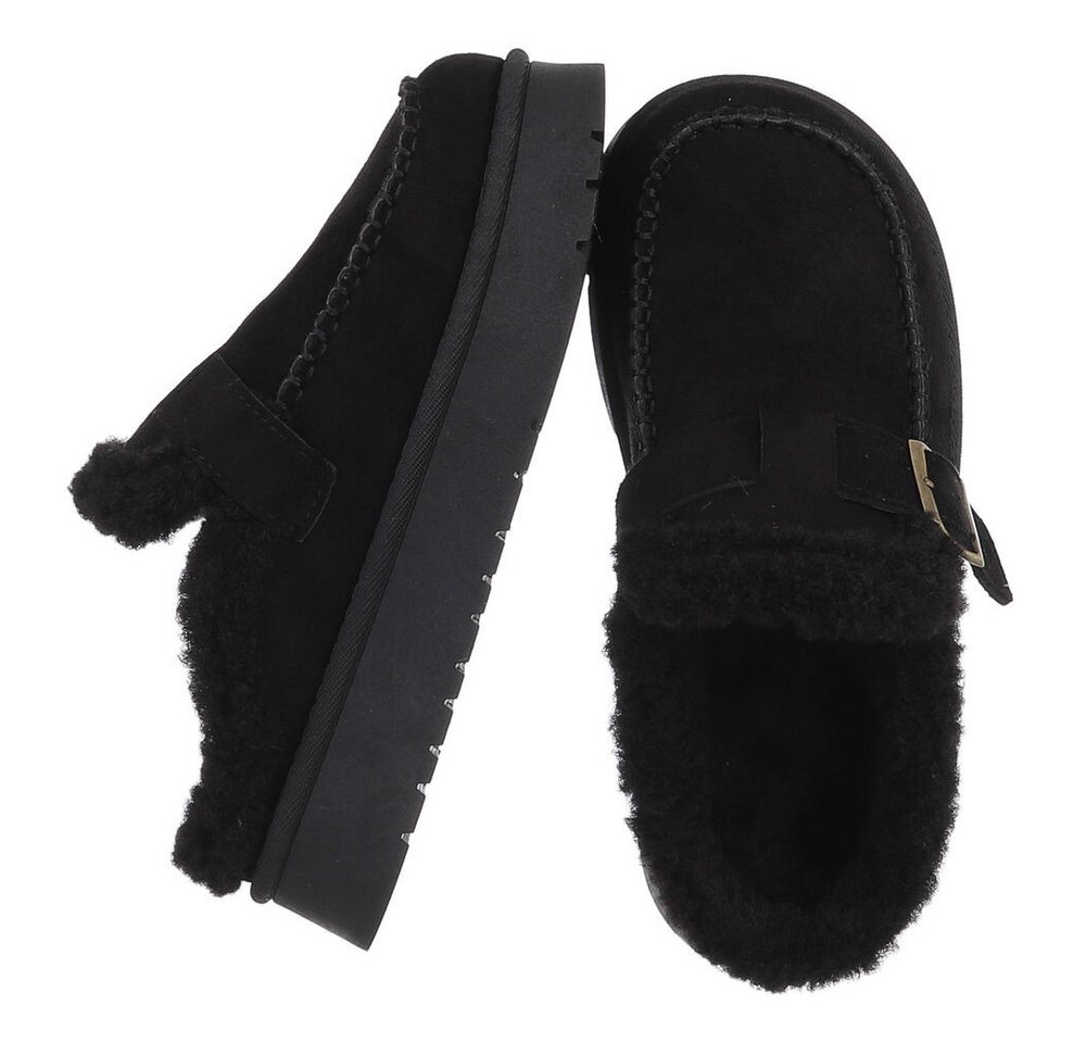 Ital-Design Damen Clog mit Plateausohle und Futter Snowboots (92125529) Flach Hausschuhe in Schwarz Bild 3