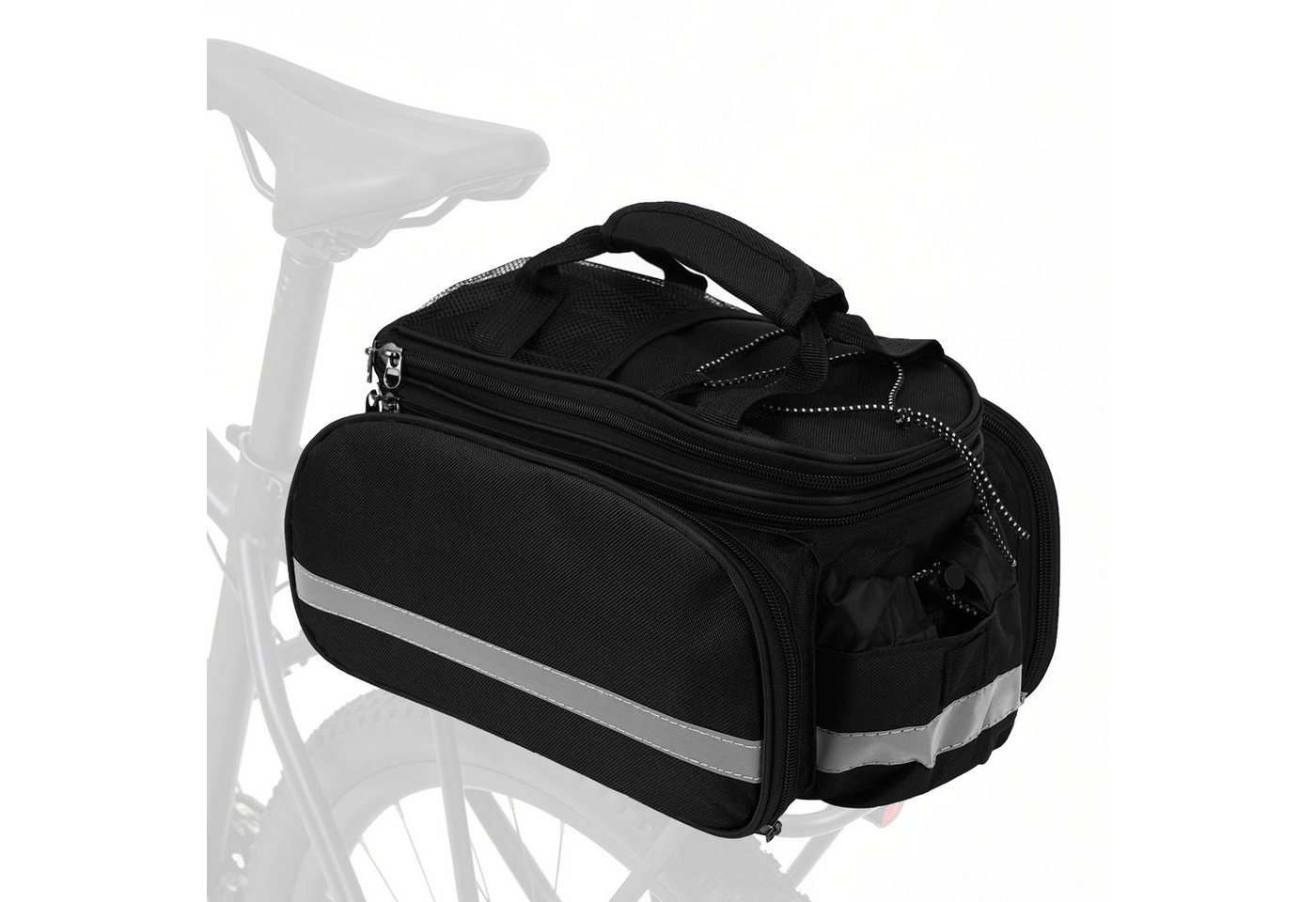 OSTWOLKE Gepäckträgertasche Fahrradtasche 27L, erweiterbar, wasserdicht aus 600D Oxford-Gewebe, mit Regenhülle & Schultergurt für E-Bike, MTB & Citybike