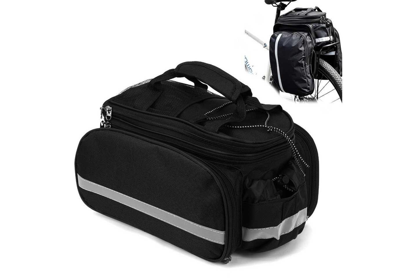OSTWOLKE Gepäckträgertasche Fahrradtasche 27L, erweiterbar, wasserdicht aus 600D Oxford-Gewebe, mit Regenhülle & Schultergurt für E-Bike, MTB & Citybike Bild 5