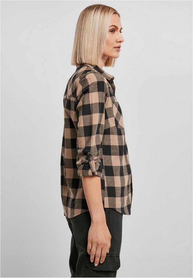 URBAN CLASSICS Outdoorhemd Damen Turnup Checked Flanell Shirt Bluse