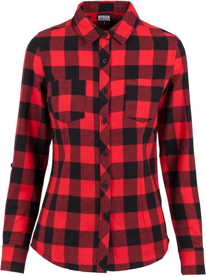 URBAN CLASSICS Outdoorhemd Damen Turnup Checked Flanell Shirt Bluse Bild 2