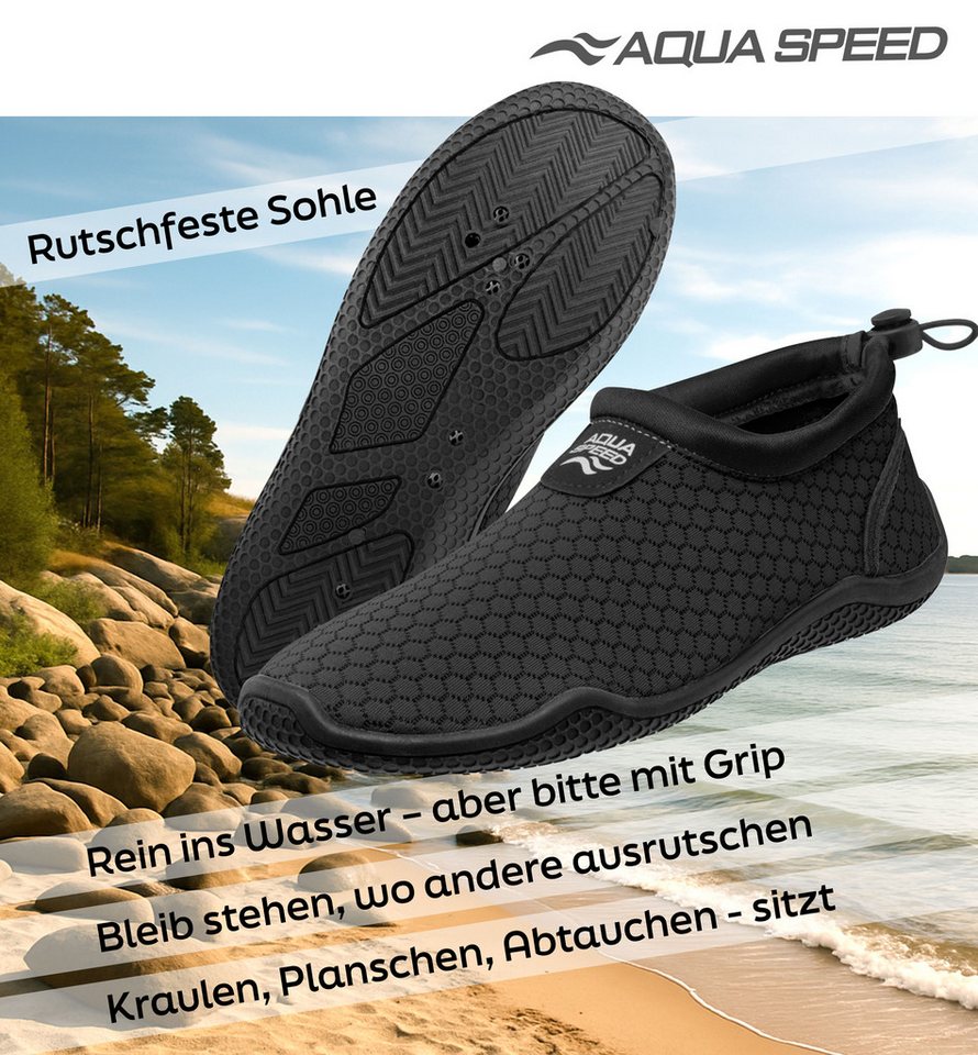Aqua Speed 30 Aqua Shoe Atmungsaktive Wasserschuhe mit sicherem Halt & Mikrofase Wasserschuh (Badeschuhe für unterwegs – atmungsaktiv, weich & vielseitig) Handtuch dabei – Flexibel & bequem für Sport & Freizeit Bild 2