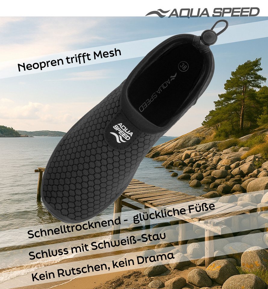 Aqua Speed 30 Aqua Shoe Atmungsaktive Wasserschuhe mit sicherem Halt & Mikrofase Wasserschuh (Badeschuhe für unterwegs – atmungsaktiv, weich & vielseitig) Handtuch dabei – Flexibel & bequem für Sport & Freizeit Bild 3