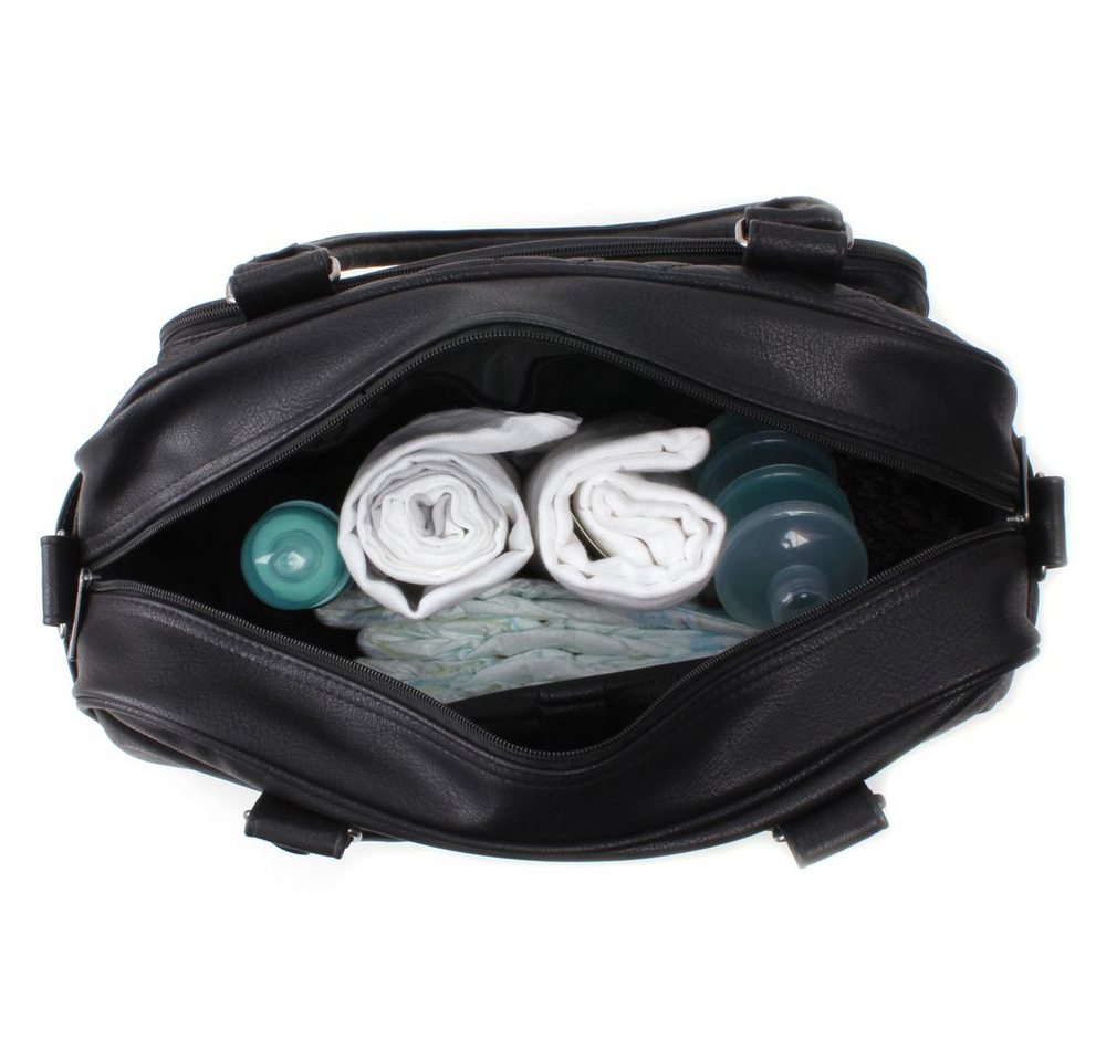 Vadobag Wickeltasche Große Schwarze Baby Wickeltasche Kunstleder mit Wickelunterlage