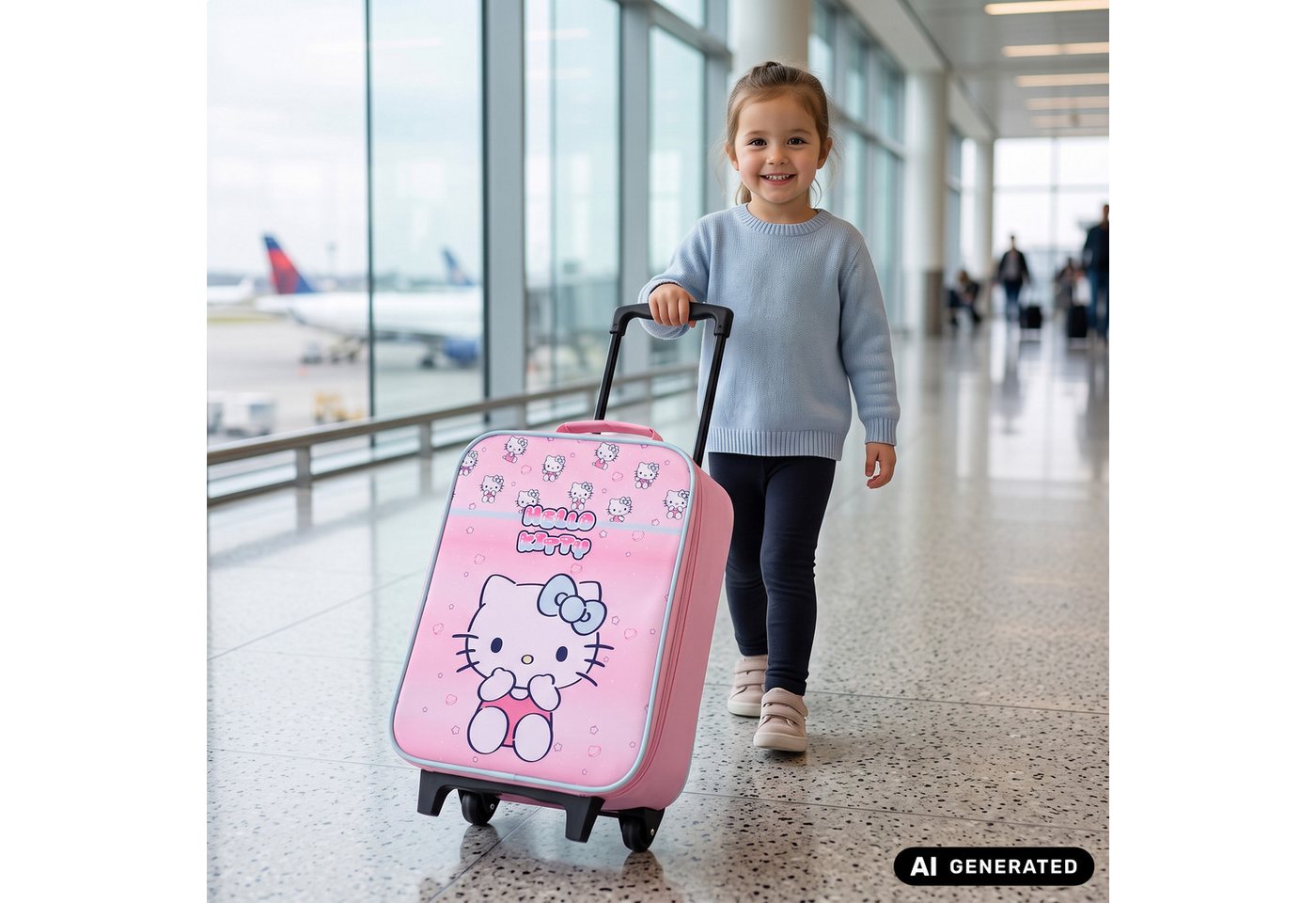 Hello Kitty Kinderkoffer Trolley Koffer Handgepäck Kinder Trolly Kindertrolley für Mädchen, Innen-Maße: 40 x 30 x 10 cm, Volumen: 12 Liter