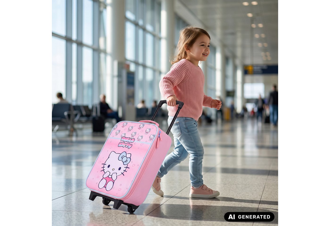 Hello Kitty Kinderkoffer Trolley Koffer Handgepäck Kinder Trolly Kindertrolley für Mädchen, Innen-Maße: 40 x 30 x 10 cm, Volumen: 12 Liter Bild 3