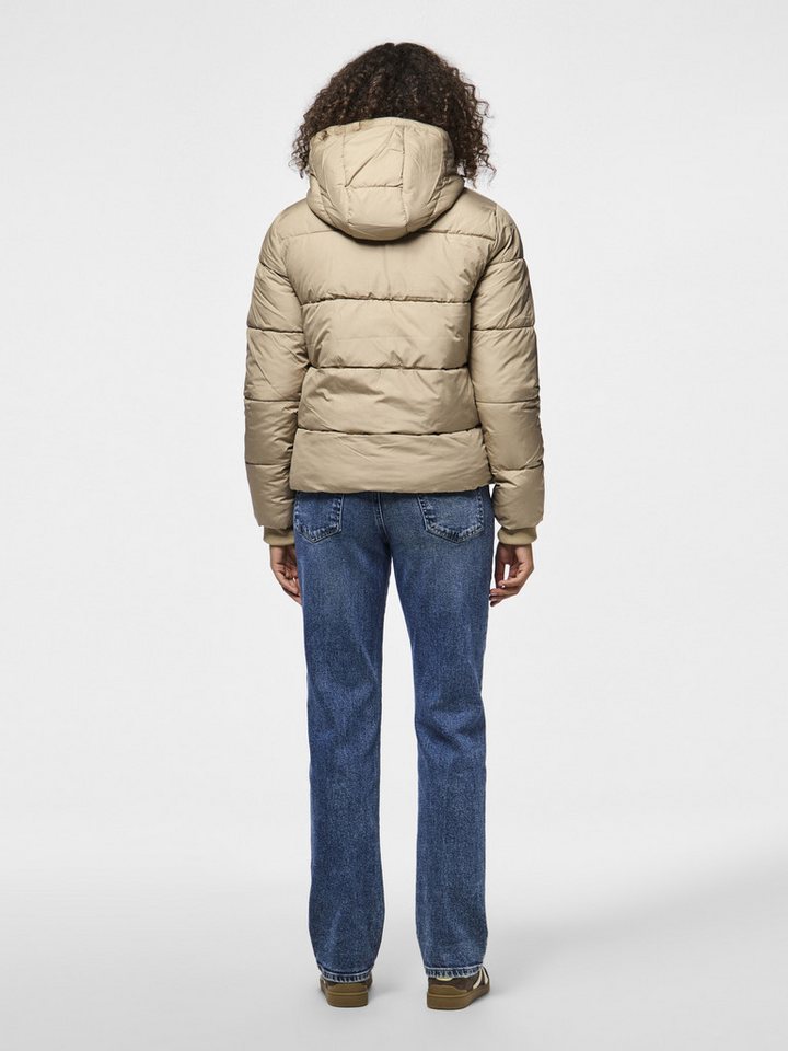 pieces Outdoorjacke - Steppjacke in grau mit Stehkragen und Regular Fit - Damen Jacke Jacke mit Regular Fit