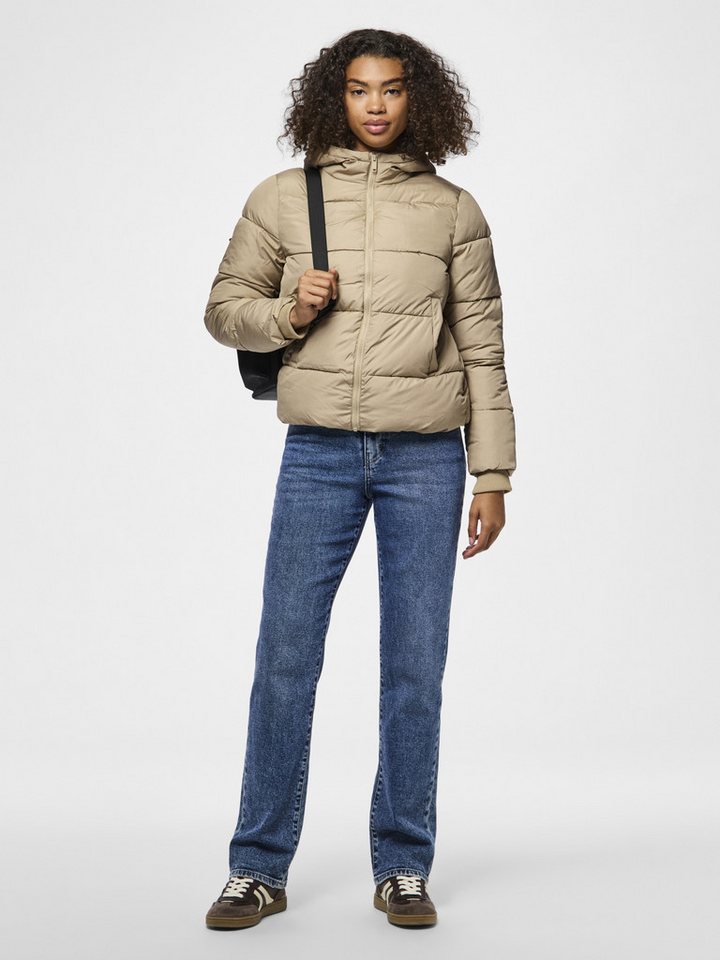 pieces Outdoorjacke - Steppjacke in grau mit Stehkragen und Regular Fit - Damen Jacke Jacke mit Regular Fit Bild 2