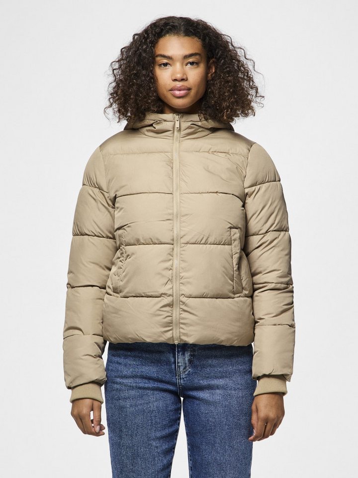 pieces Outdoorjacke - Steppjacke in grau mit Stehkragen und Regular Fit - Damen Jacke Jacke mit Regular Fit Bild 3