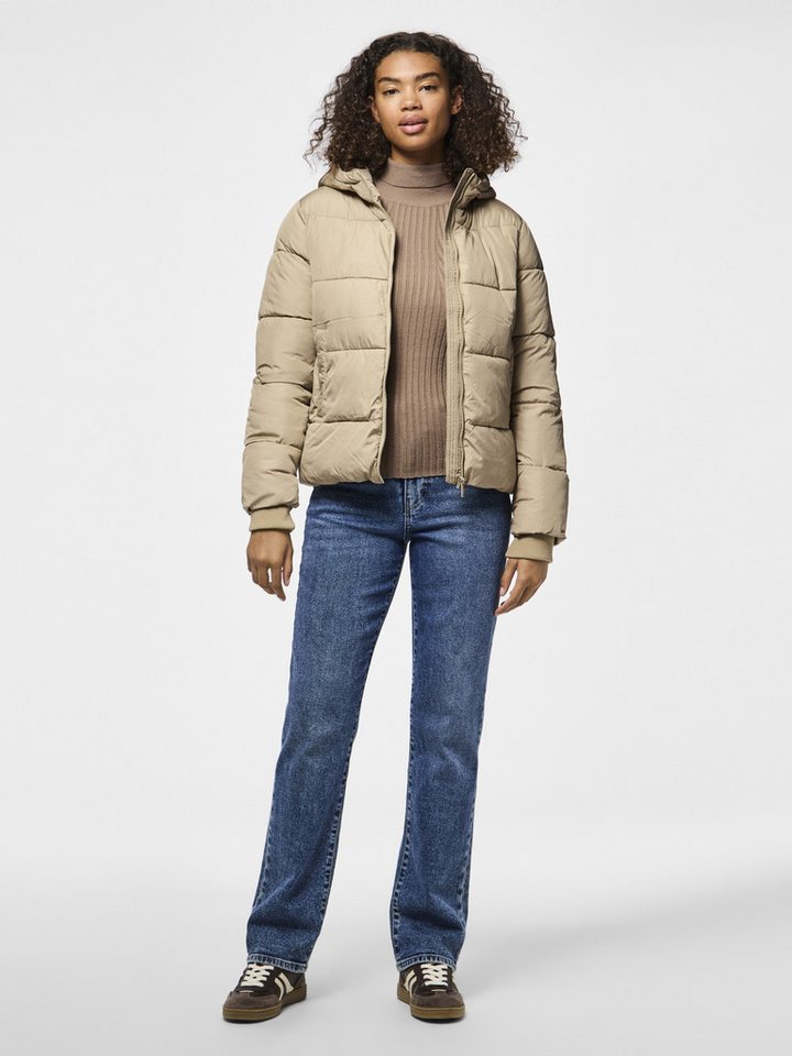 pieces Outdoorjacke - Steppjacke in grau mit Stehkragen und Regular Fit - Damen Jacke Jacke mit Regular Fit Bild 4