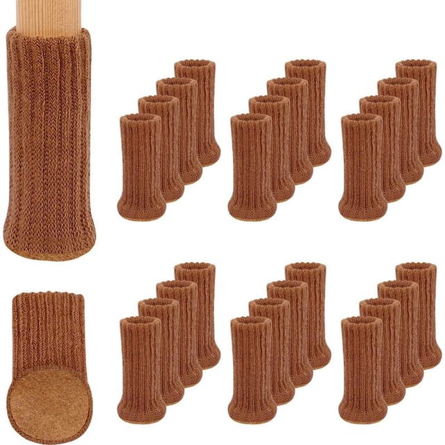 24 Paar Rutschfeste, Gestrickte Möbelgleiter Für Stuhlbeine, Zum Schutz Vor Kratzern Und Zur Geräuschreduzierung, Für Leichtes Verschieben – Braun