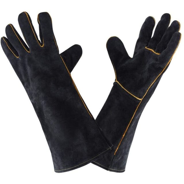 932 °f Schweißerhandschuhe Aus Leder, Hochtemperatur-küchenhandschuhe Zum Schweißen, Grillen, Für Den Backofen Und Gartenarbeit, 40 Cm