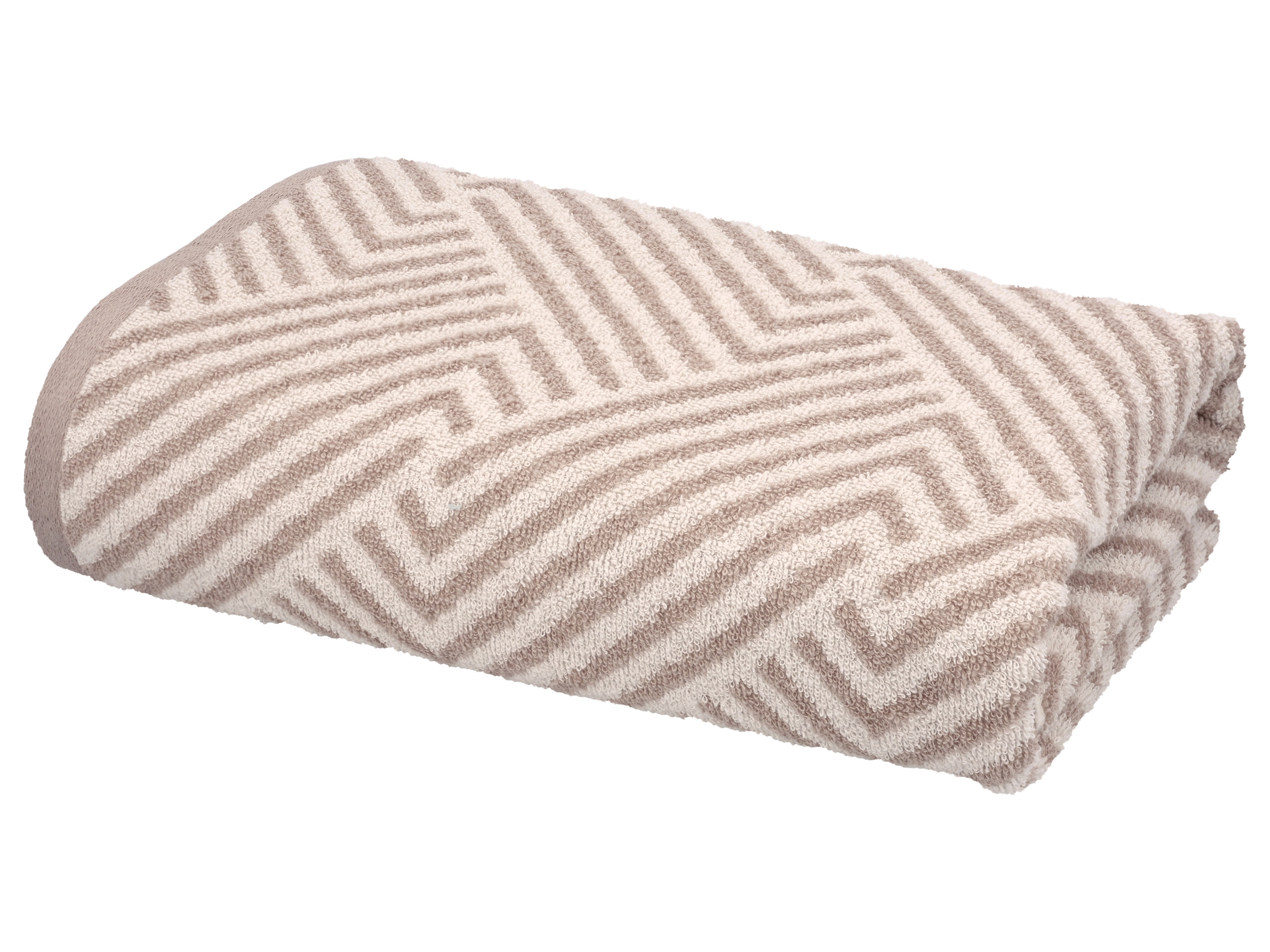 LIVARNO® Frottier-Duschtuch, 70 x 140 cm (gemustert/beige) Bild 2