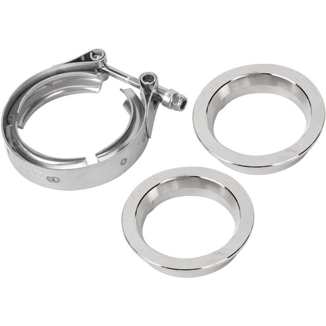 Abrazadera de banda en V de acero inoxidable Eosnow con brida para tubo de escape de automóvil (2,25 pulgadas - 57 mm)