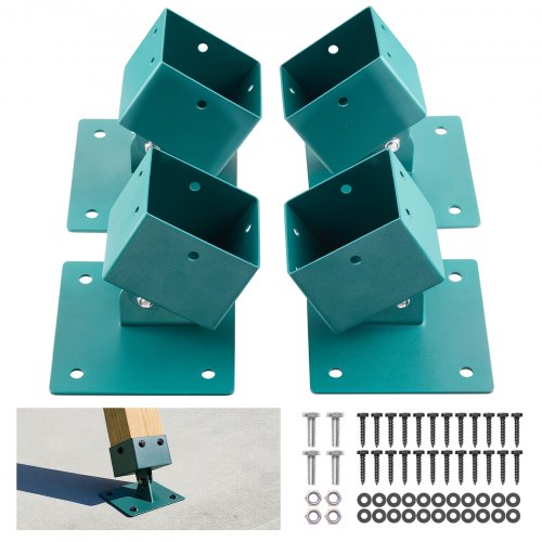 VEVOR 4 Stk. Verstellbare Schaukelhalterung, Grundhalterung aus Edelstahl für Schaukelgestell, 567kg Belastbare Schaukelbefestigung für 91x91mm Montagestärke, 45-60° Schaukelanker für Balance & Schutz