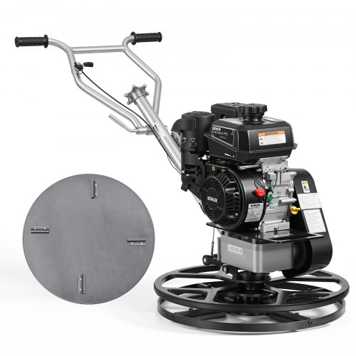 VEVOR Flügelglätter Betonglätter mit Ø 610mm Glättteller & Ø 580mm Klingen, Kohler 7 PS 4-Takt-Benzinmotor, 0-18° Verstellbare Blattwinkel, 60-125 U/min Messerdrehzahl, Glättmaschine für Bodenebnung