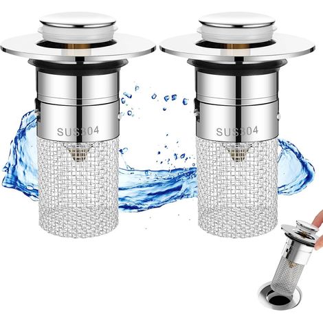 2er-set Universal-abflussstopfen Für Waschbecken – Doppelfunktion: Stopfen Und Filter – Effektive Lösung Gegen Verstopfungen