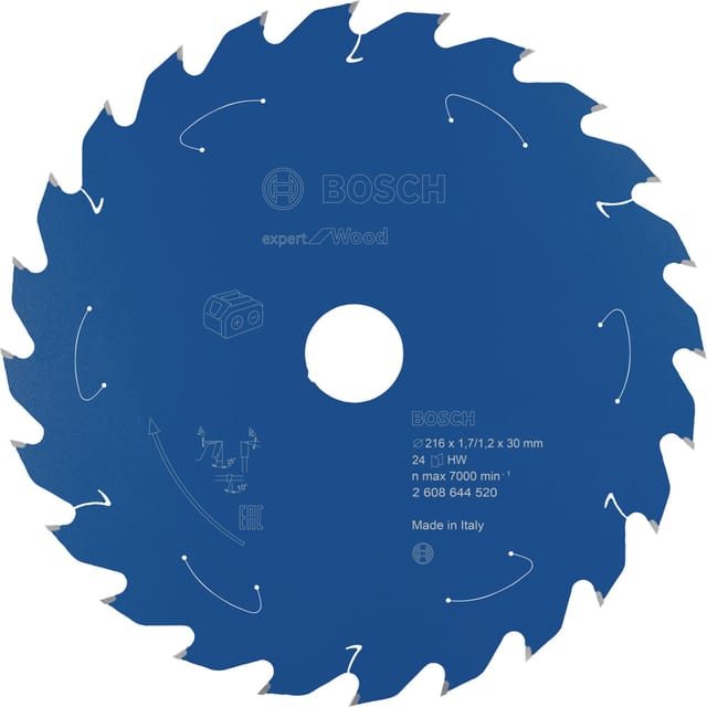 Professional Akku-Kreissägeblatt Expert for Wood, 216 x 1,7/1,2 x 30, 24 Zähne, Spanwinkel 25° - Bosch