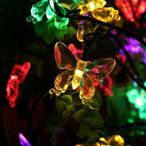 5m Schmetterlinge Solarleuchten Garten Hängend, led Solarleuchten Balkon, Lichterkette Outdoor Solar Außen Innen mit 20 Pendants, Wasserdicht IP44, 2