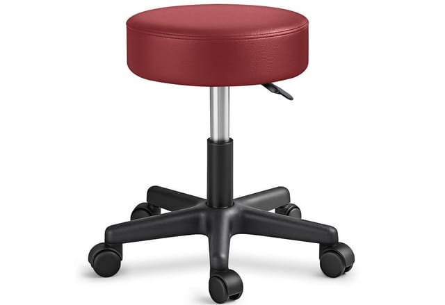 Rollhocker Weinrot Arbeitshocker Hocker Drehhocker Kosmetikhocker Praxishocker - Tresko