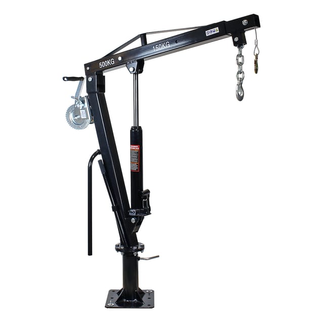 Wiltec - Pickup Kran Ladekran bis 1810 mm Höhe, 500 kg Traglast und 360° Drehkranz, Seilwinde, massiver Standfuß zur Bodenmontage, Werkstattkran