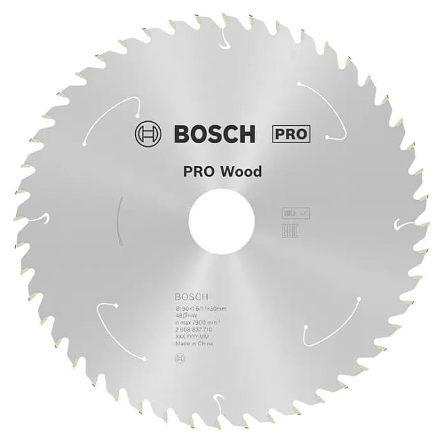 Bosch - Sägeblatt Standard for Wood für Akkusägen , Maschinentyp: Akku-Tauch- und Handkreissägen, Ausführung: 190x1,6/1,1x30 Z48, 2608837710