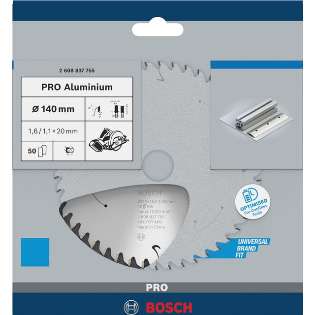 Pro Aluminium cordless Kreissägeblatt, 140 x 1,6 x 20 mm, T50 - Bosch