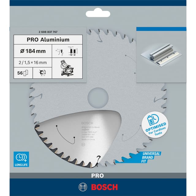 Bosch PRO Aluminium cordless Kreissägeblatt, 184 x 2 x 16 mm
