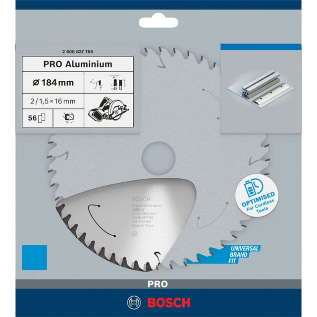 Pro Aluminium cordless Kreissägeblatt, 184 x 2 x 16 mm, für hks - Bosch