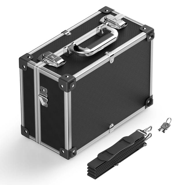 Wiltec - pvc Universalkoffer 32x23x16 cm, PVC-Box abschließbar für Aufbewahrung und Transport von Werkzeug, Dokumenten usw., mit Griff und Tragegurt,