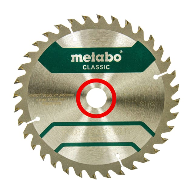 Sägeblatt 'precision cut wood - classic', 165x2,2/1,4x20 Z36 wz 15° - Metabo