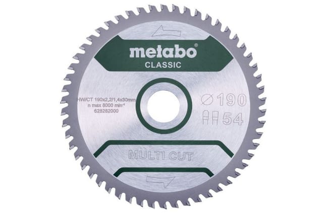 Metabo - Sägeblatt 'multi cut - classic', 190x2,2/1,4x30 Z54 fz/tz 5° (628282000)