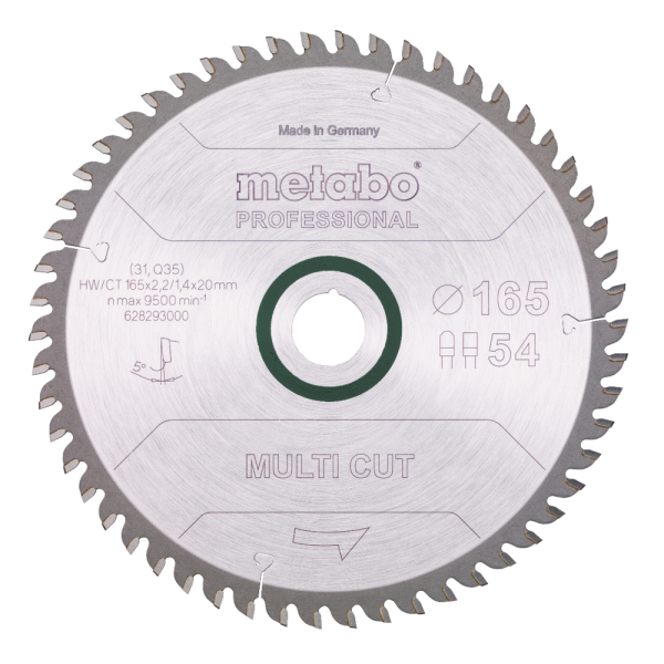 Sägeblatt Metabo multi cut professional 165x20 Z54 fz/tz 5Grad